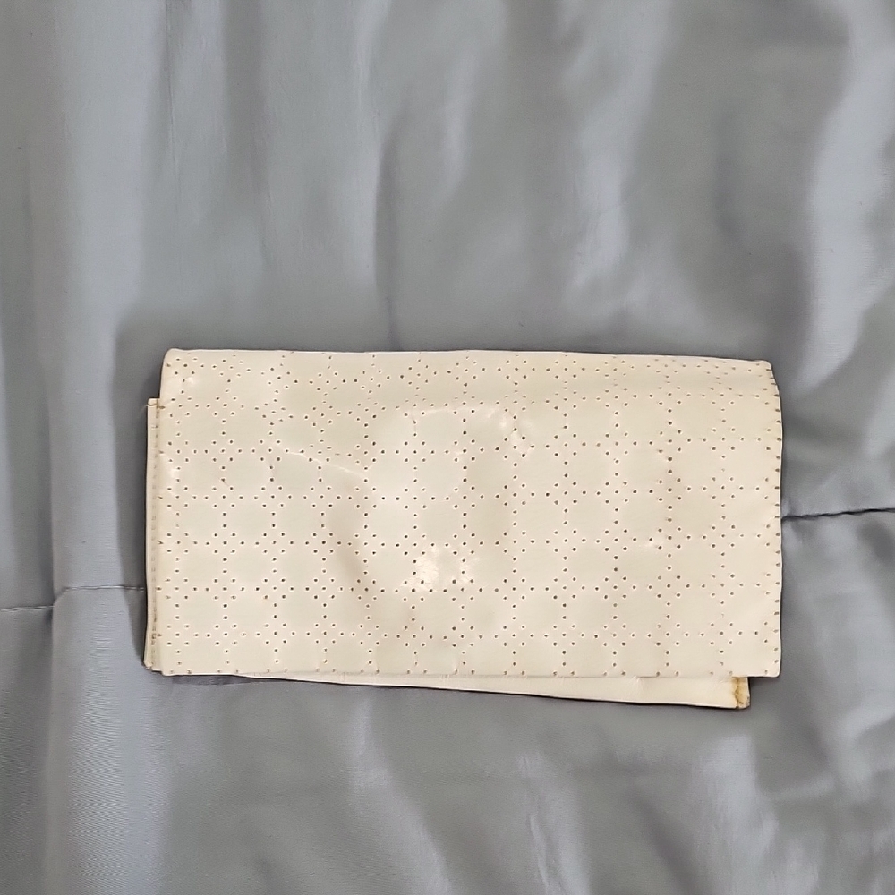 Latico Cream Perforated Wristlet